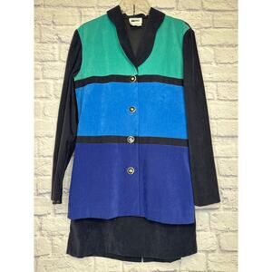 Leslie Fay Dresses 2 Piece Color Block Vintage Skirt Suit Set SZ 10 El Salvador